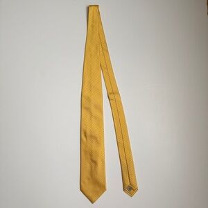 Burberry Gold Tie with White Polka Dots 56 inches